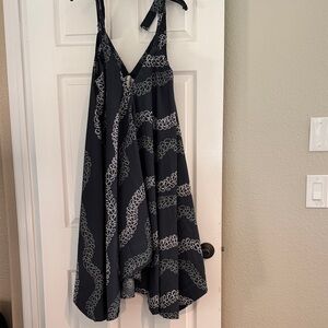 Black Printed Maxi Dress with V-Neck